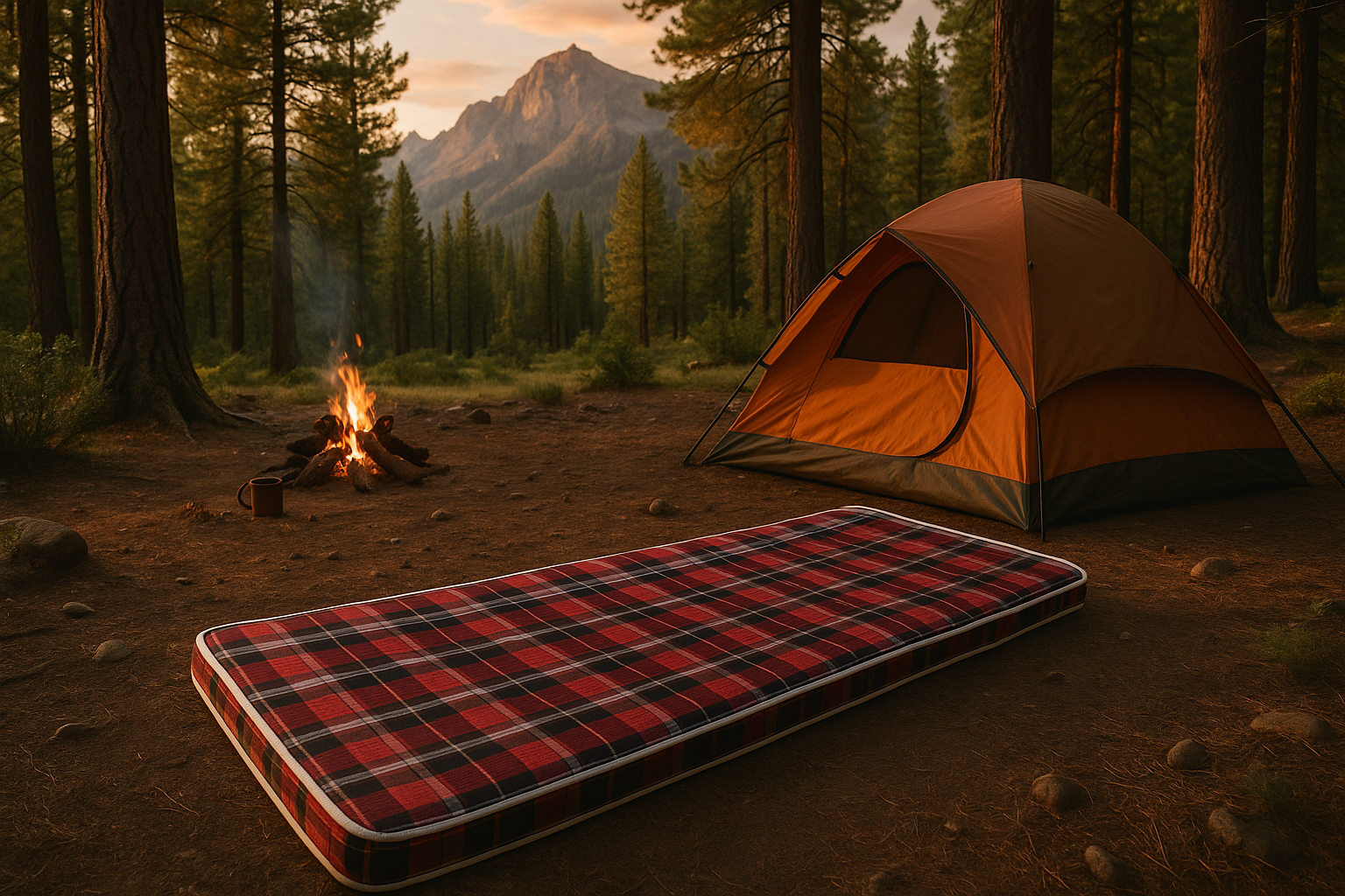 Camping mattress in outdoor setting